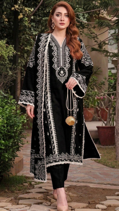 Aneela'S DHANAK 3PC EMBROIDERED