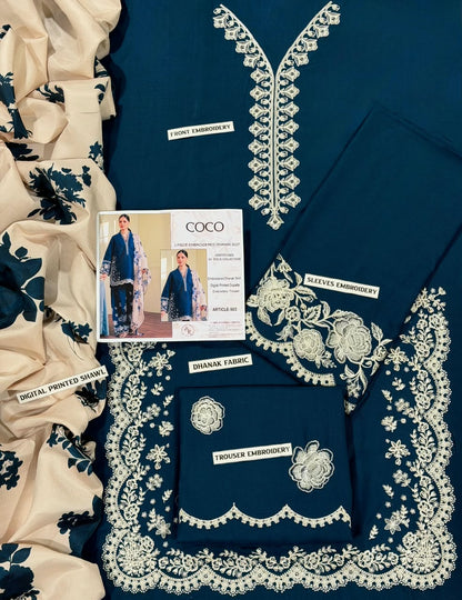 COCO DHANAK 3PC EMBROIDERED