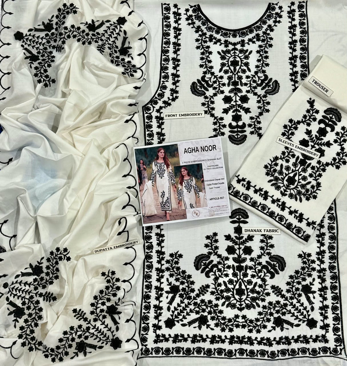 AGHA NOOR DHANAK 3PC EMBROIDERED