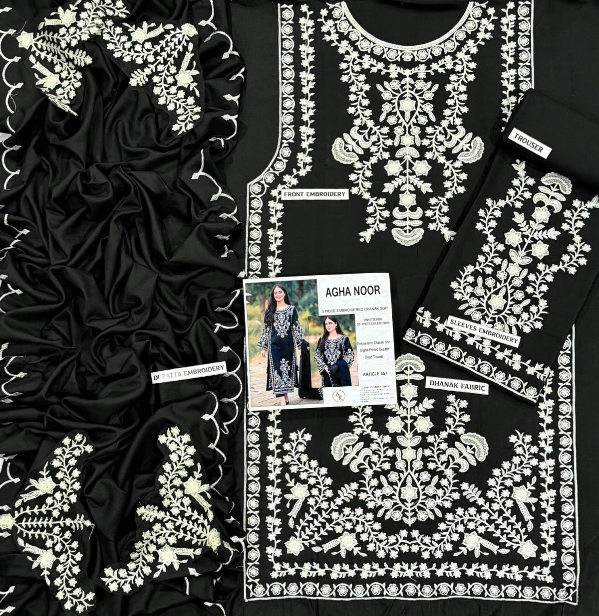AGHA NOOR DHANAK 3PC EMBROIDERED