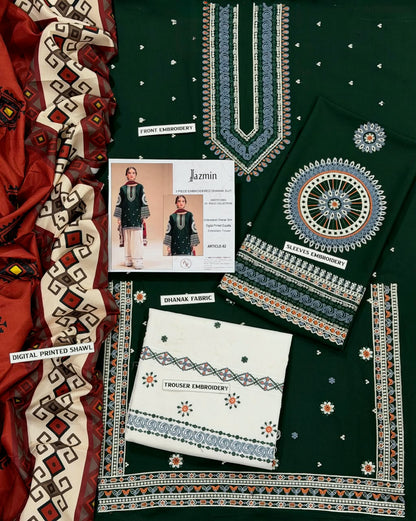JAZMIN DHANAK 3PC EMBROIDERED