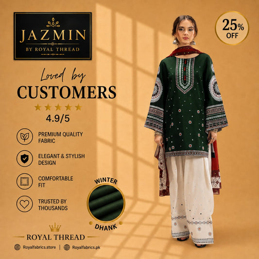 JAZMIN DHANAK 3PC EMBROIDERED