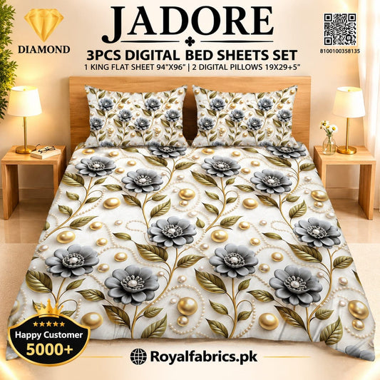 JADORE 3PCS DIGITAL 5D BED SHEET SET (Diamond)