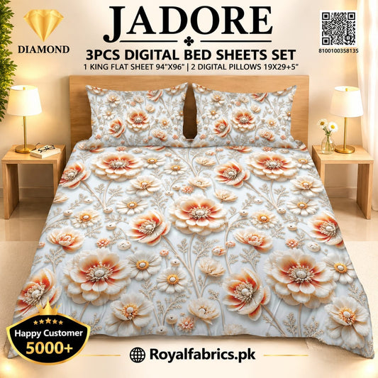 JEDORE 3PCS DIGITAL 5D BED SHEET SET (Diamond)
