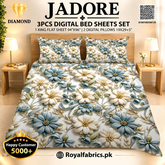 JADORE 3PCS DIGITAL 5D BED SHEET SET (Diamond)