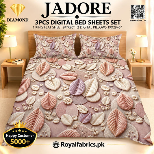 JADORE 3PCS DIGITAL 5D BED SHEET SET (Diamond)