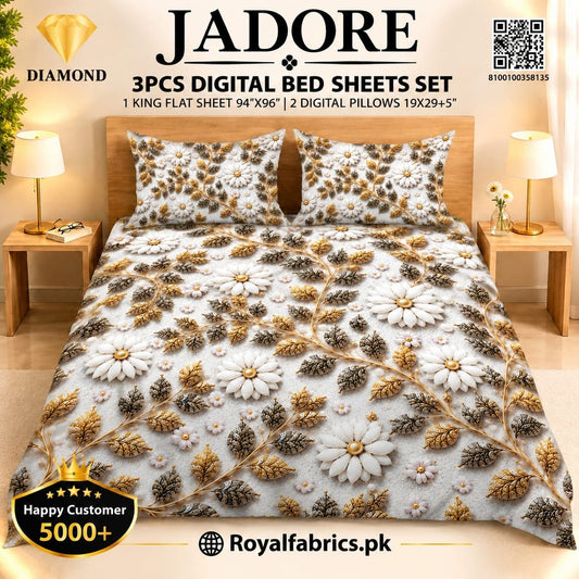 JADORE 3PCS DIGITAL 5D BED SHEET SET (Diamond)