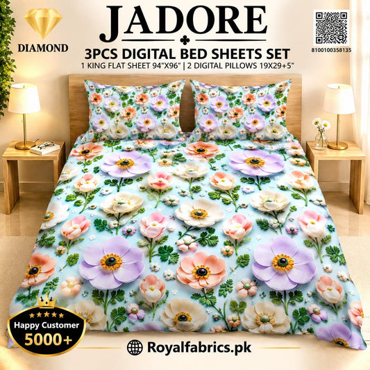 JADORE 3PCS DIGITAL 5D BED SHEET SET (Diamond)