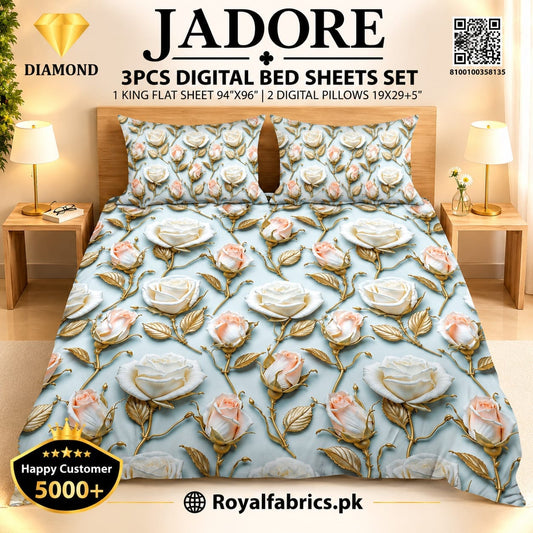 JADORE 3PCS DIGITAL 5D BED SHEET SET (Diamond)
