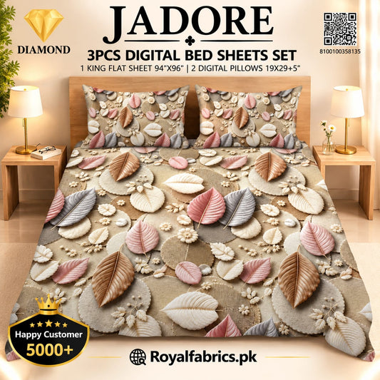 JADORE 3PCS DIGITAL 5D BED SHEET SET (Diamond)