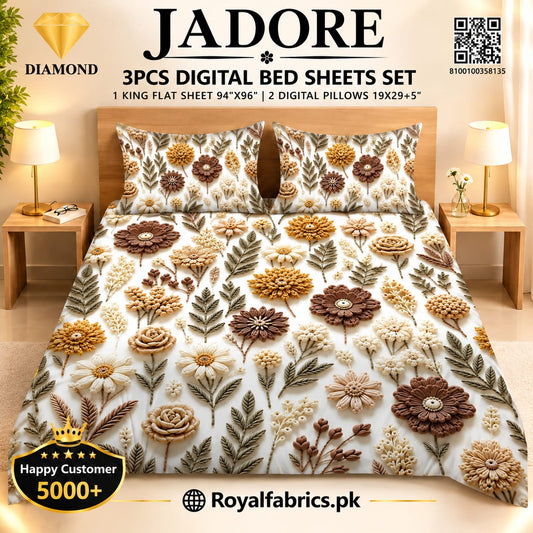 JADORE 3PCS DIGITAL 5D BED SHEET SET (Diamond)