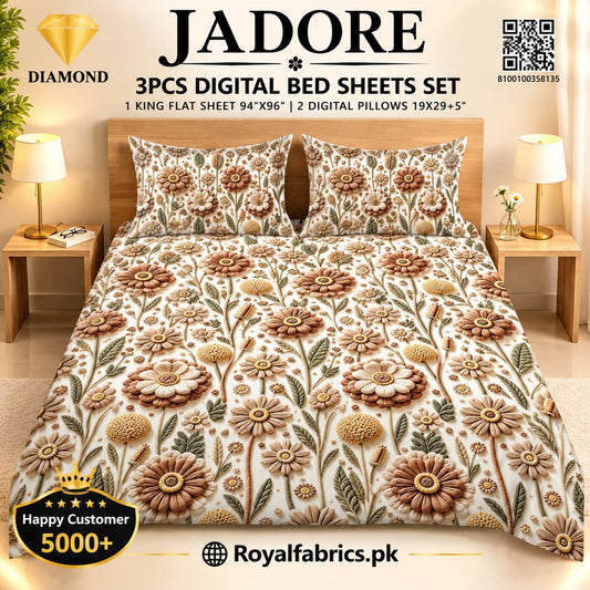JADORE 3PCS DIGITAL 5D BED SHEET SET (Diamond)