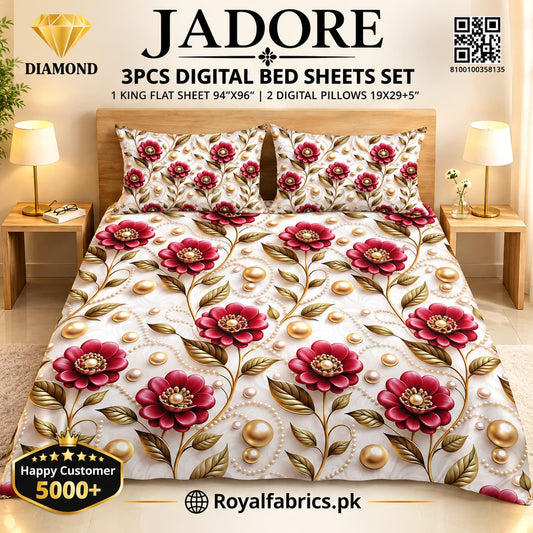JADORE 3PCS DIGITAL 5D BED SHEET SET (Diamond)