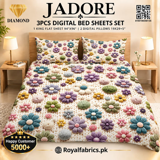 JADORE 3PCS DIGITAL 5D BED SHEET SET (Diamond)