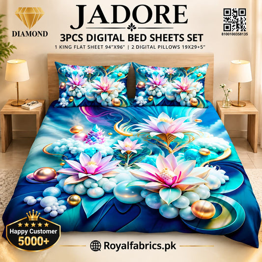 JADORE 3PCS DIGITAL 5D BED SHEET SET (Diamond)