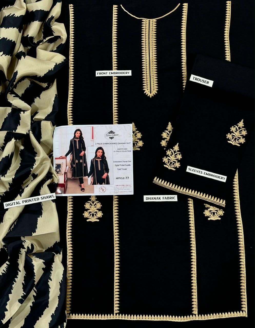 CROSS STITCH DHANAK 3PC EMBROIDERED