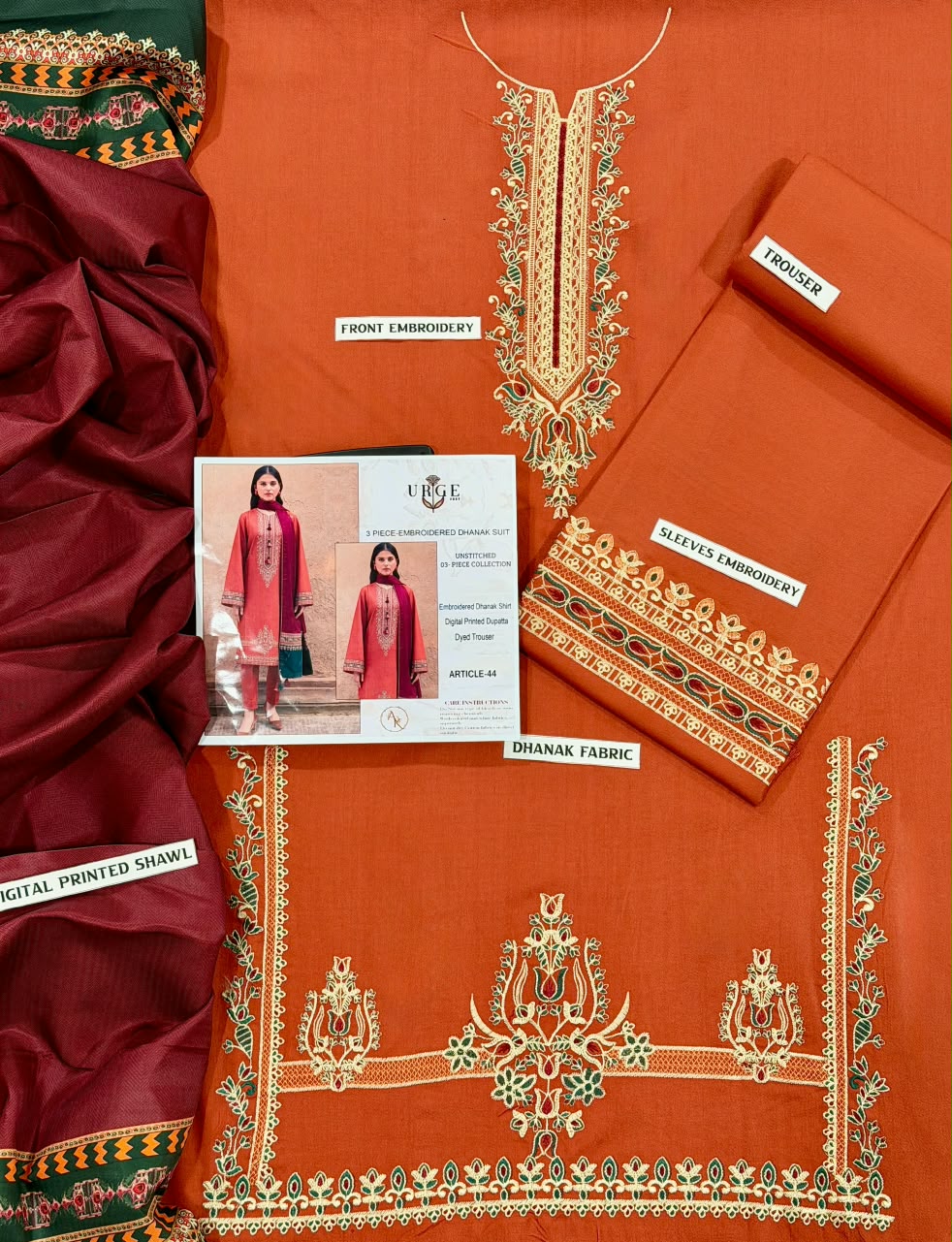URGE DHANAK 3PC EMBROIDERED