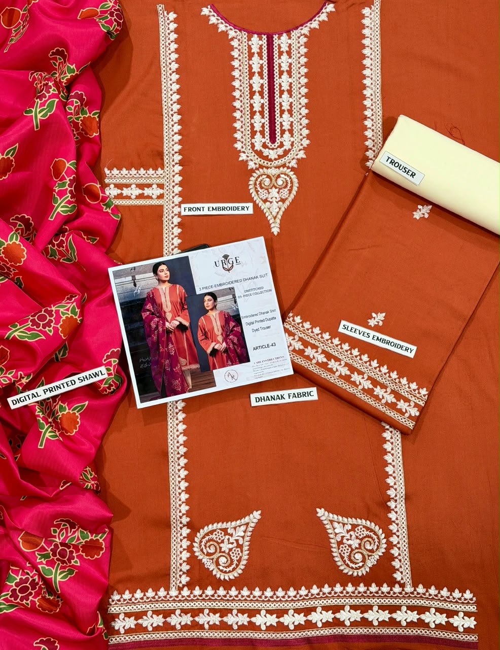 URGE DHANAK 3PC EMBROIDERED