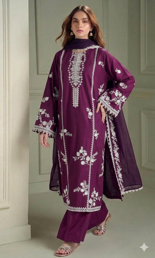 CROSS STITCH DHANAK 3PC EMBROIDERED