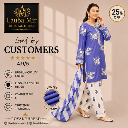 Laiba Mir DHANAK 3PC EMBROIDERED