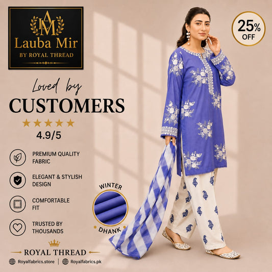 Laiba Mir DHANAK 3PC EMBROIDERED