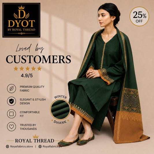 DYOT DHANAK 3PC EMBROIDERED
