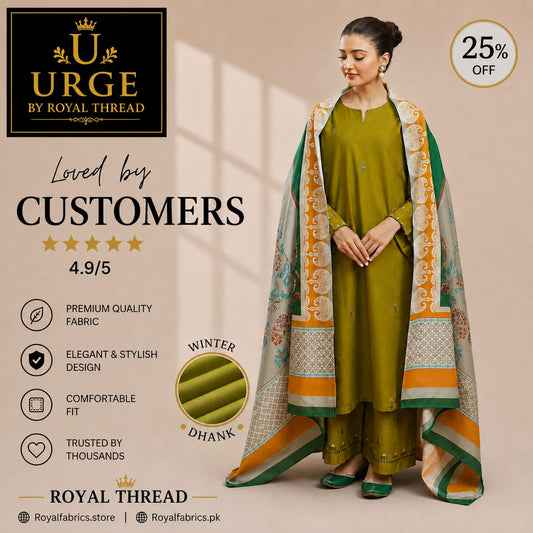 URGE DHANAK 3PC EMBROIDERED