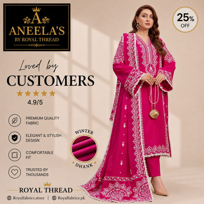 ANEELA'S DHANAK 3PC EMBROIDERED