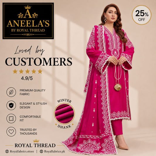 ANEELA'S DHANAK 3PC EMBROIDERED